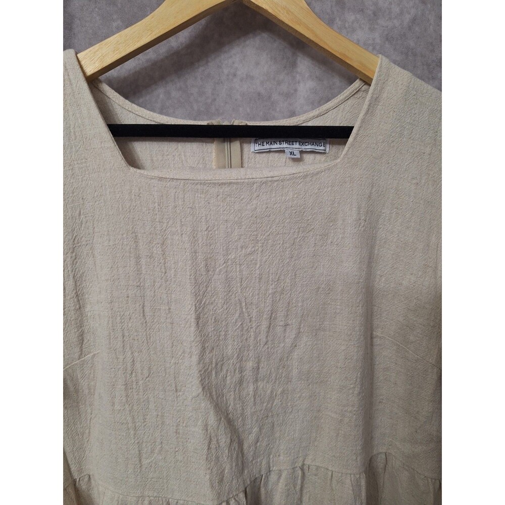 Women's Cream Midi Dress with Ruffle Hem - Picture 6 of 11